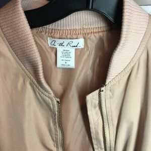 Pink sateen bomber jackets